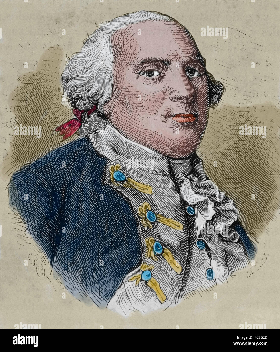 Federico Guglielmo II (1744-1797). Re di Prussia. Ritratto. Incisione. Xix secolo. Colorati. Foto Stock