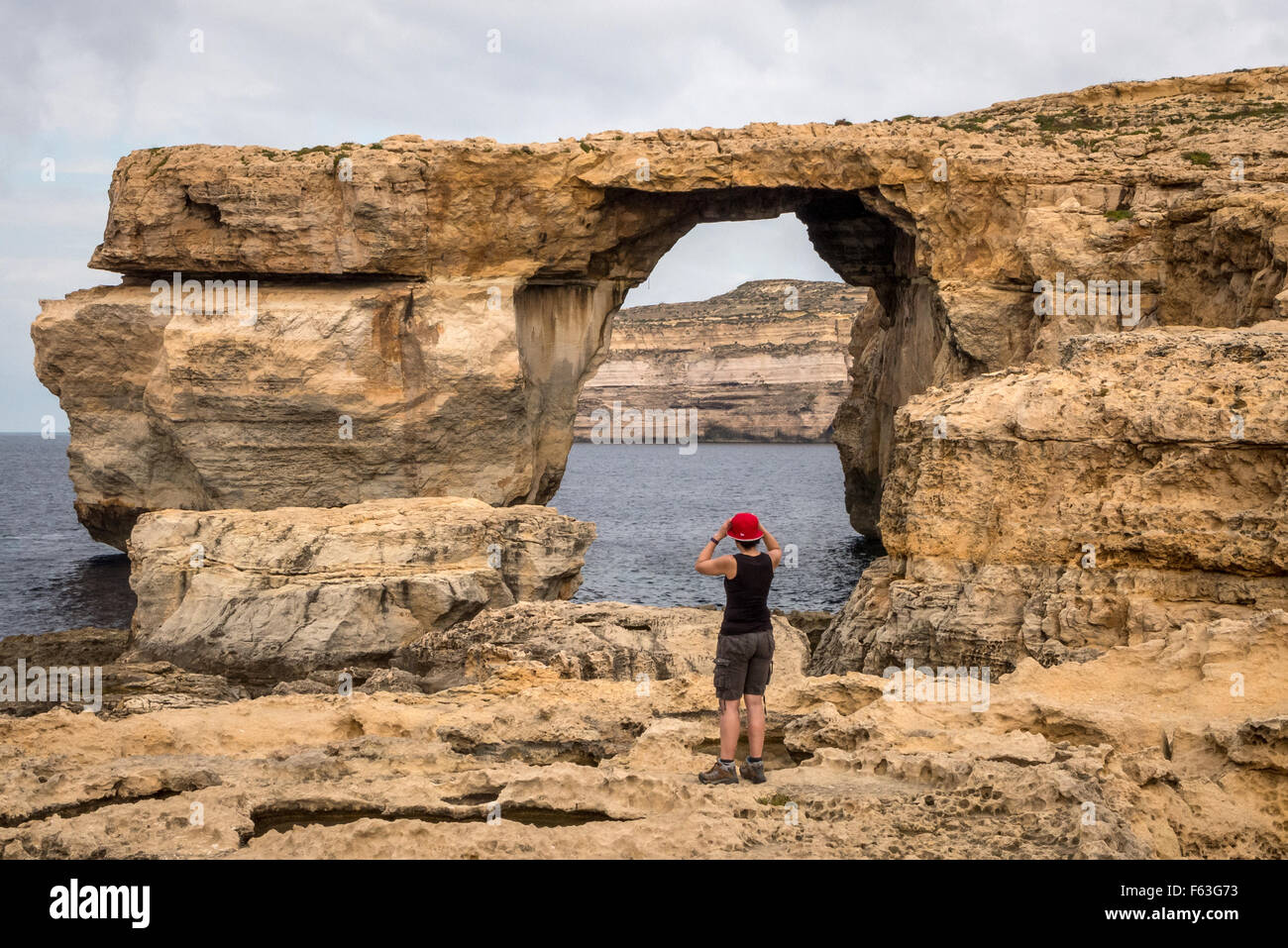 La finestra Azzurra o Tieqa Żerqa in Maltese, in Malta, la posizione per il gioco dei troni. Foto Stock