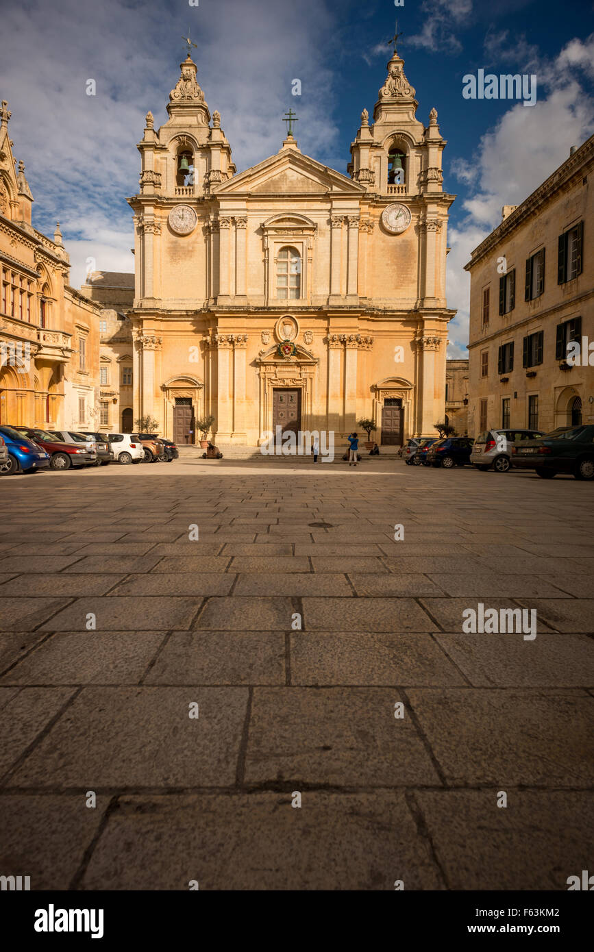 La cattedrale di san Paolo a Mdina, Malta Foto Stock