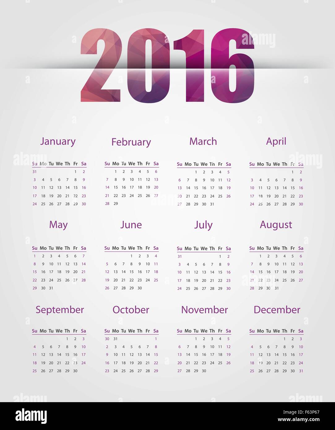 Il calendario 2016 Illustrazione Vettoriale