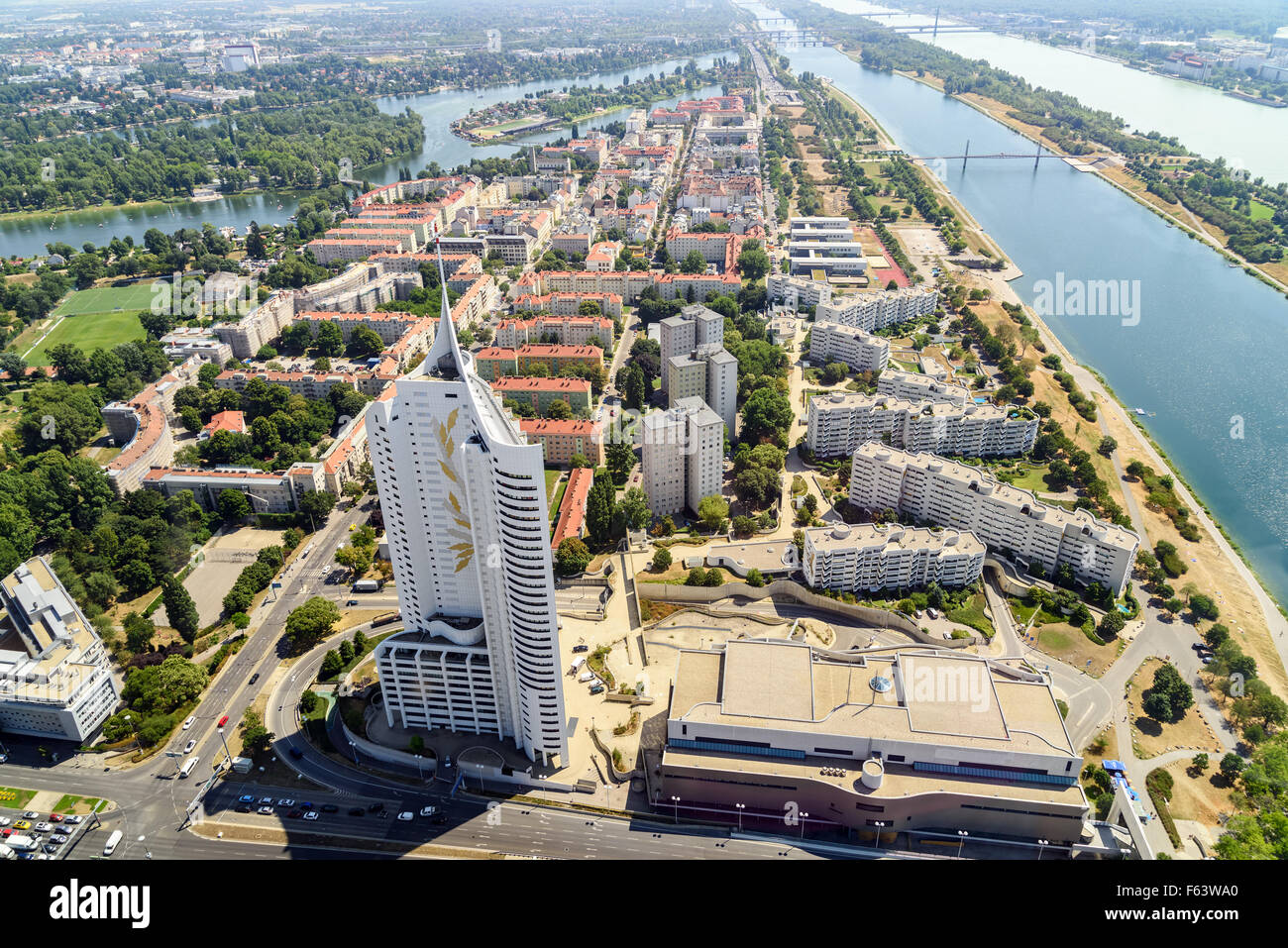 Vista aerea di Vienna dello skyline della città Foto Stock