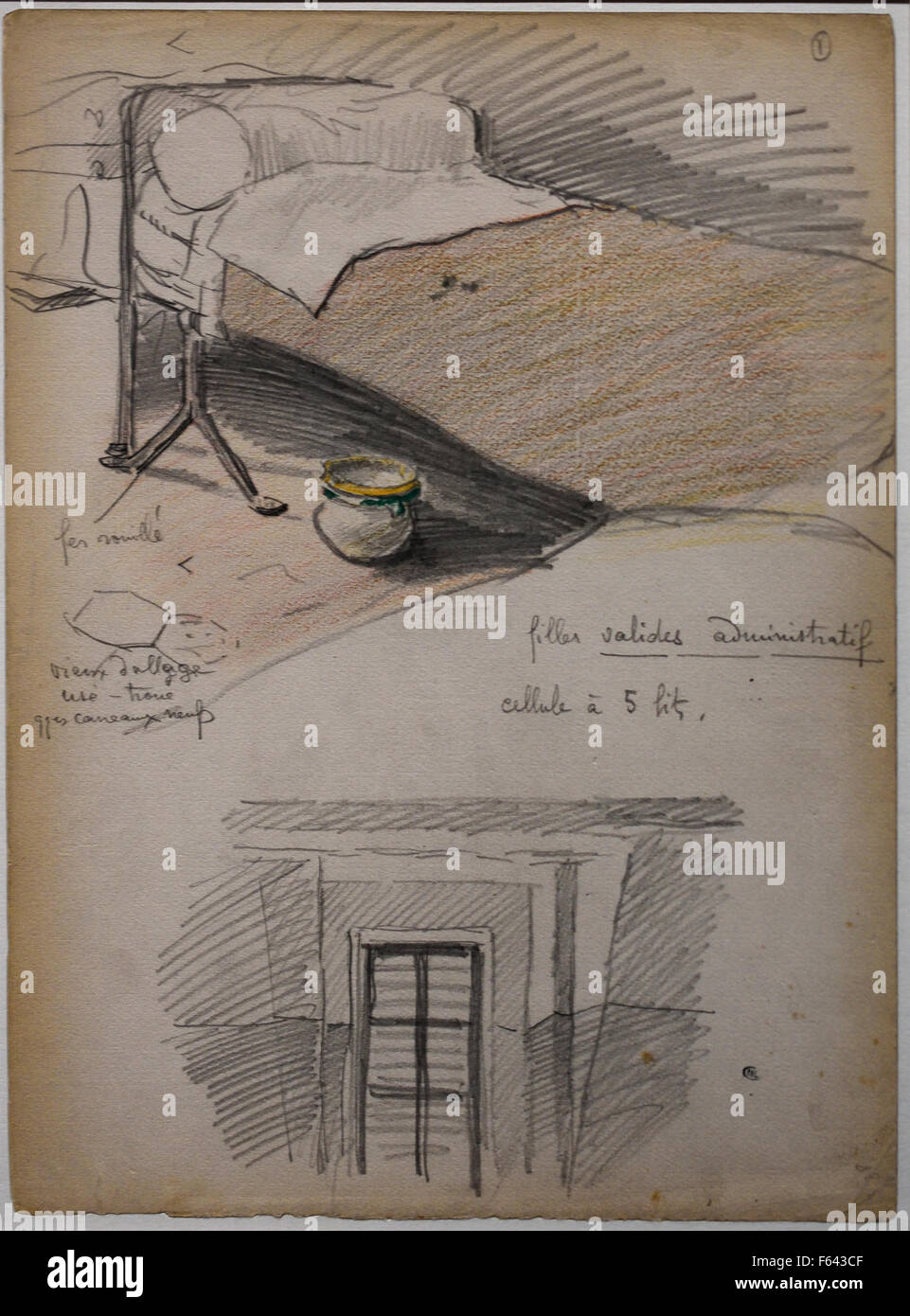 Nazioni Unite lit et une fenêtre de cellule à la prigione Saint lazare - un letto e una finestra di cella nella prigione di Saint Lazare 1898 Theophile Alexandre Steinlen 1859 - 1923 svizzera svizzero Foto Stock