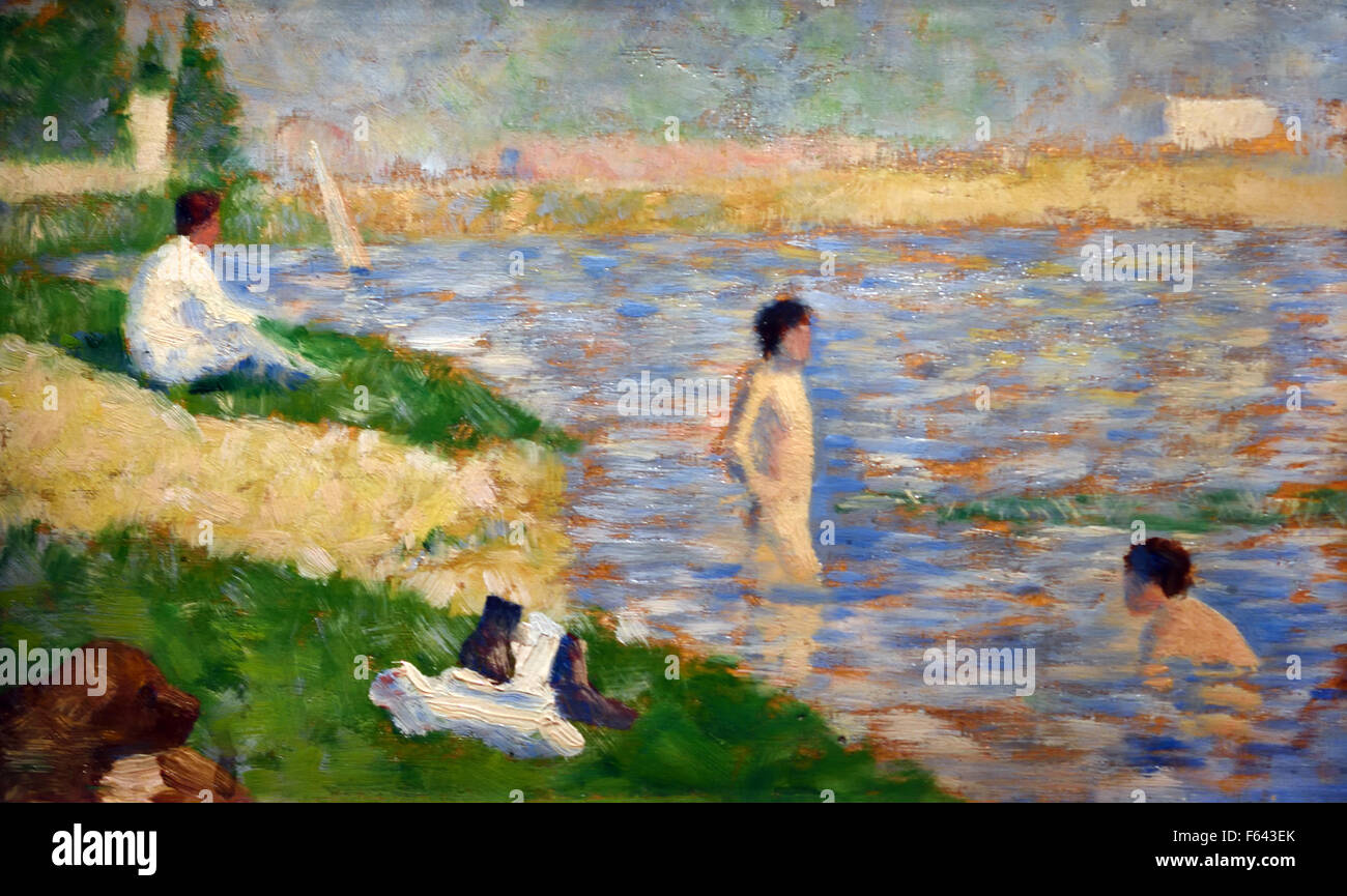 Etude pour "Une baignade à Asnières' - Studio per "bagnanti a Asnieres' 1883 Georges Seurat 1859 -1891 Francia - Francese Foto Stock