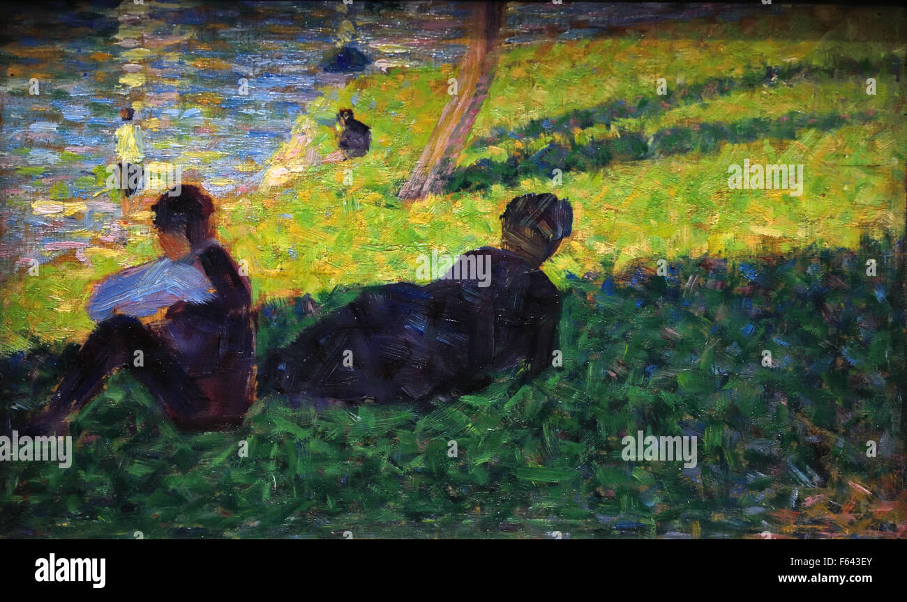 Etude pour 'Onu dimanche après-midi à l'île de la Grande Jatte" Studio per "Una domenica pomeriggio sull'isola della Grande Jatte" 1884 Georges Seurat 1859 -1891 Francia - Francese Foto Stock