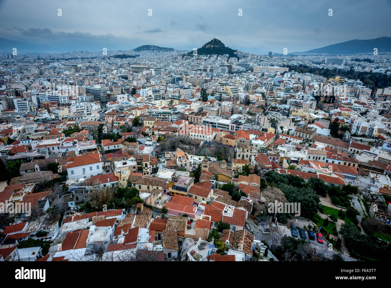 Paesaggio urbano su Atene, Grecia Foto Stock