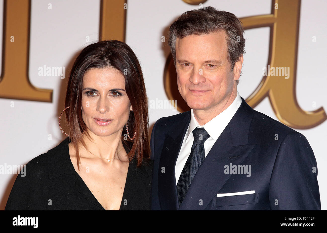 Jan 14, 2015 - Londra, Inghilterra, Regno Unito - Colin Firth e Livia Giuggioli frequentando Kingsman: il servizio segreto Premiere Mondiale, Odeo Foto Stock