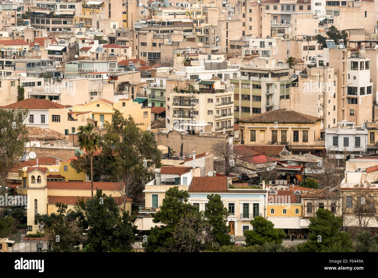 Paesaggio urbano su Atene, Grecia Foto Stock