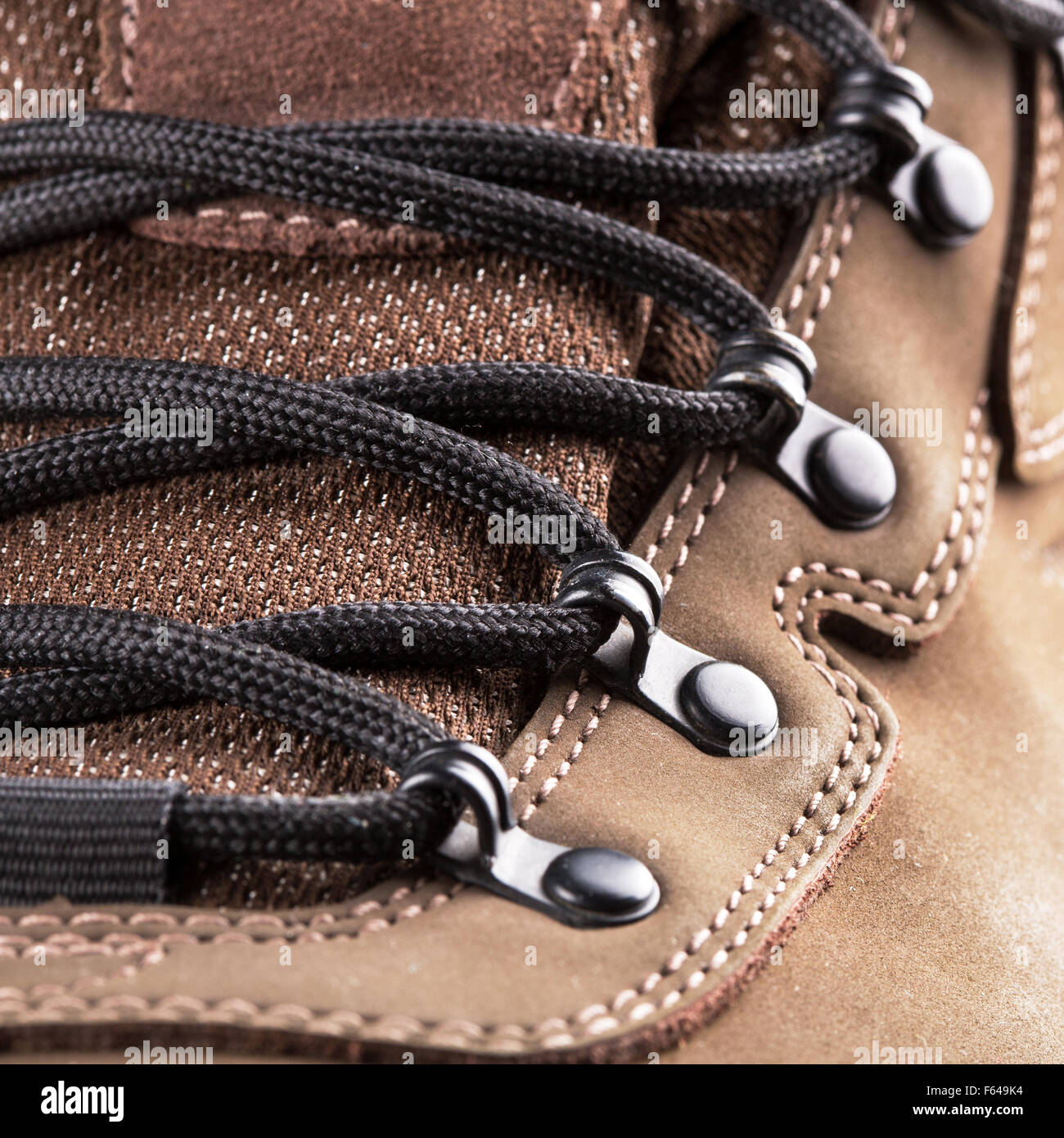 Vista ingrandita di nuovo escursionismo boot Foto Stock