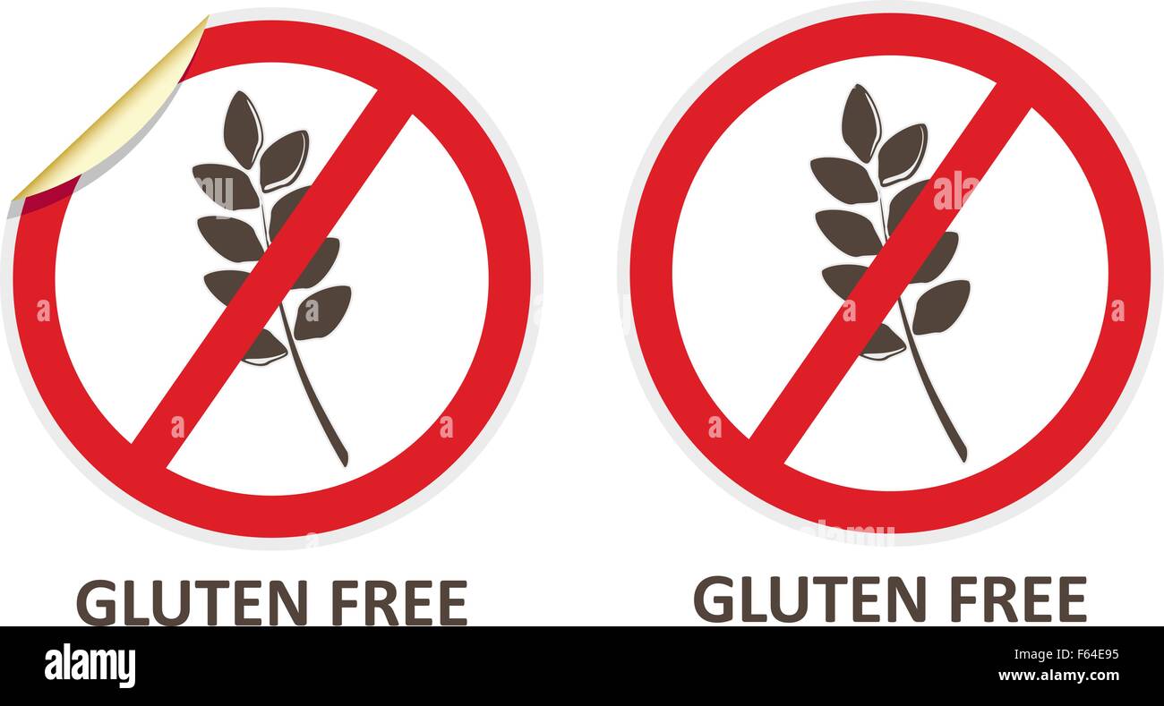 Gluten free vector adesivi e icone per allergene prodotti gratuiti Illustrazione Vettoriale