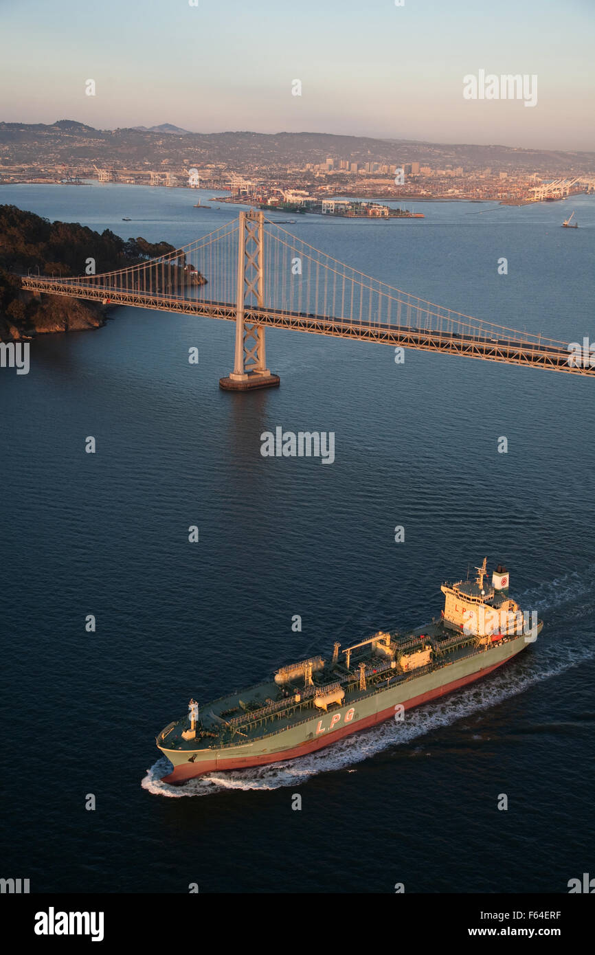 Il Gpl nave a vela al San Francisco Bay vista aerea Foto Stock