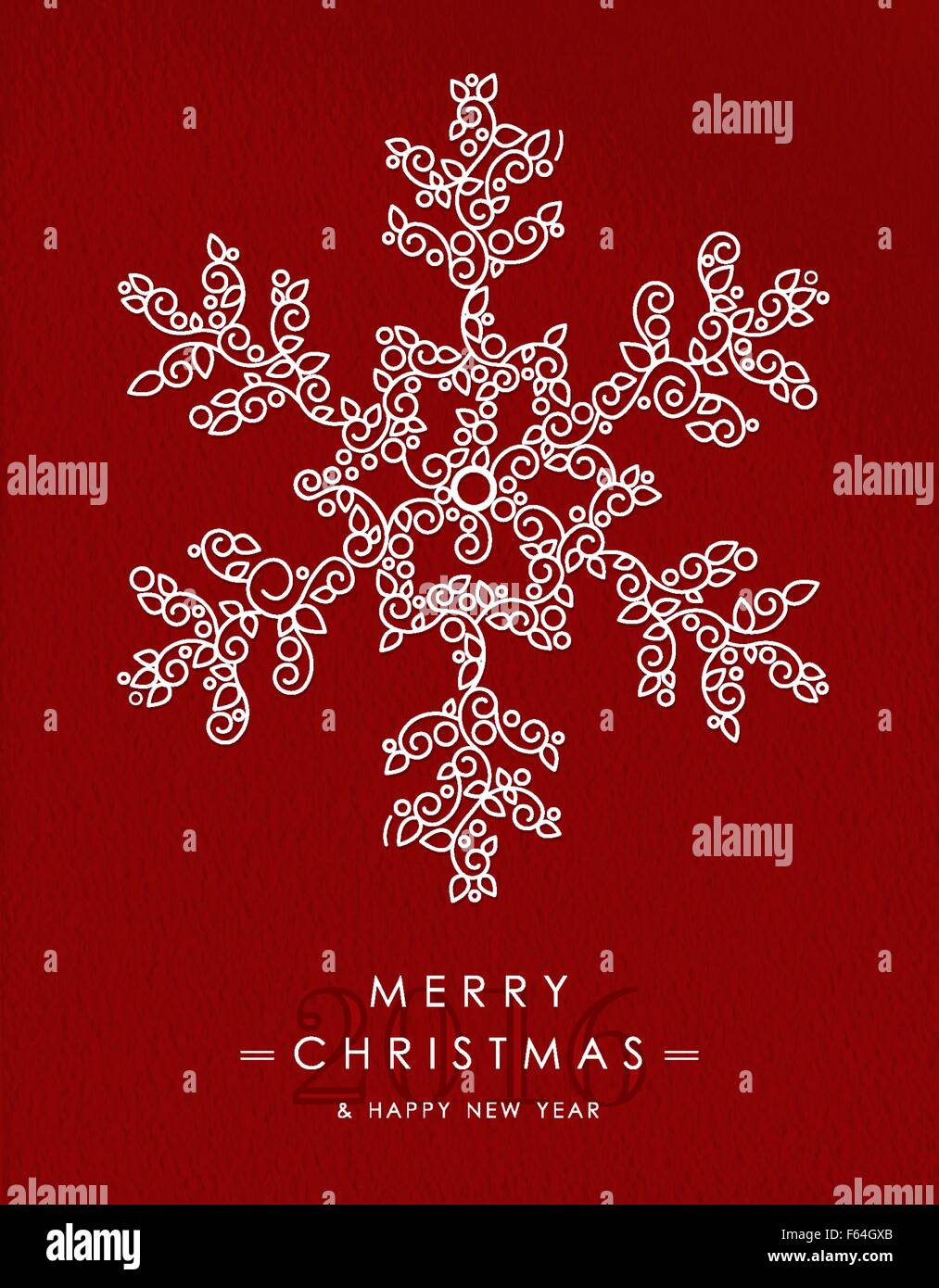 Auguri di Buon Natale Felice Anno Nuovo 2016 greeting card sfondo. Inverno lineare il simbolo del fiocco di neve con monogramma decorazione, ornamenti Illustrazione Vettoriale