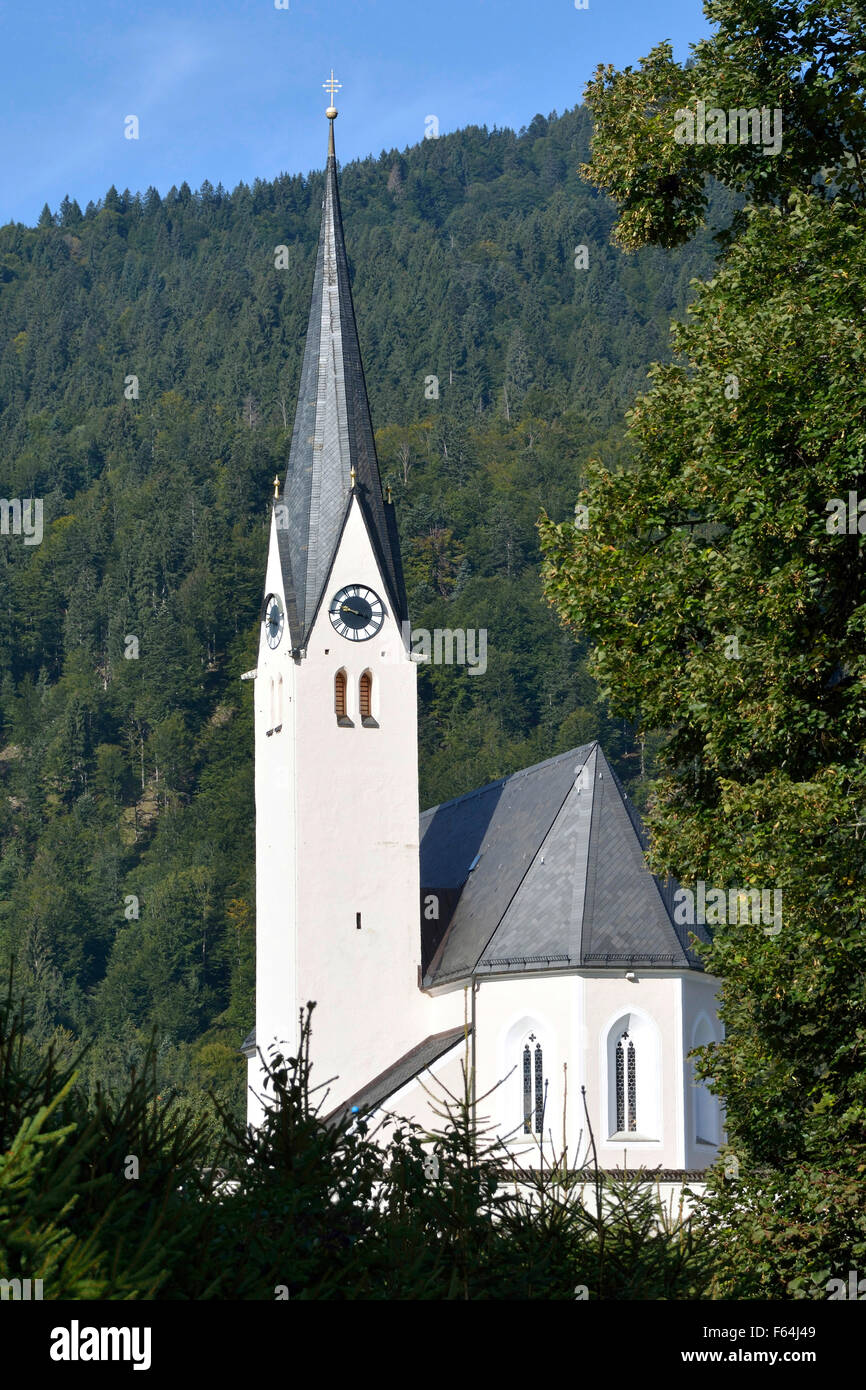 Chiesa parrocchiale San Leonardo di Kreuth a Tegernse in Alta Baviera - Germania. Foto Stock