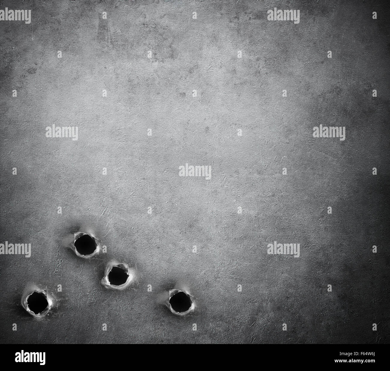 Grunge sfondo di metallo con fori di proiettile Foto Stock