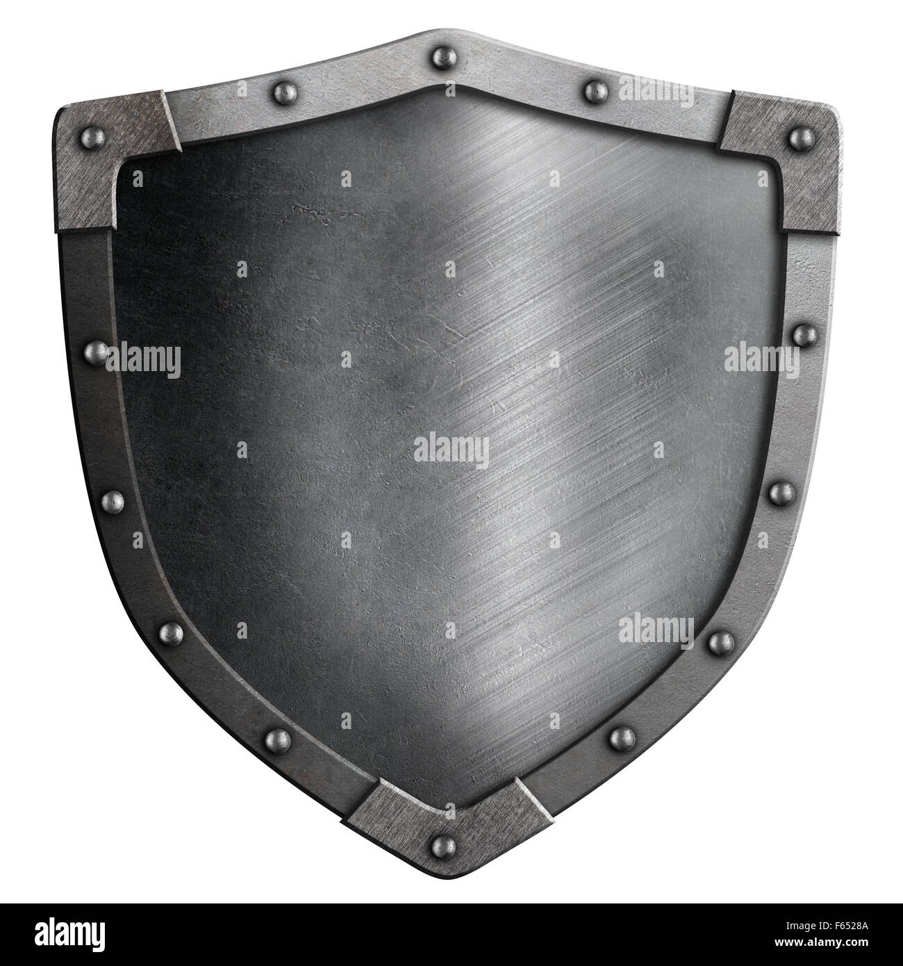 Metallo scudo medievale isolato Foto Stock