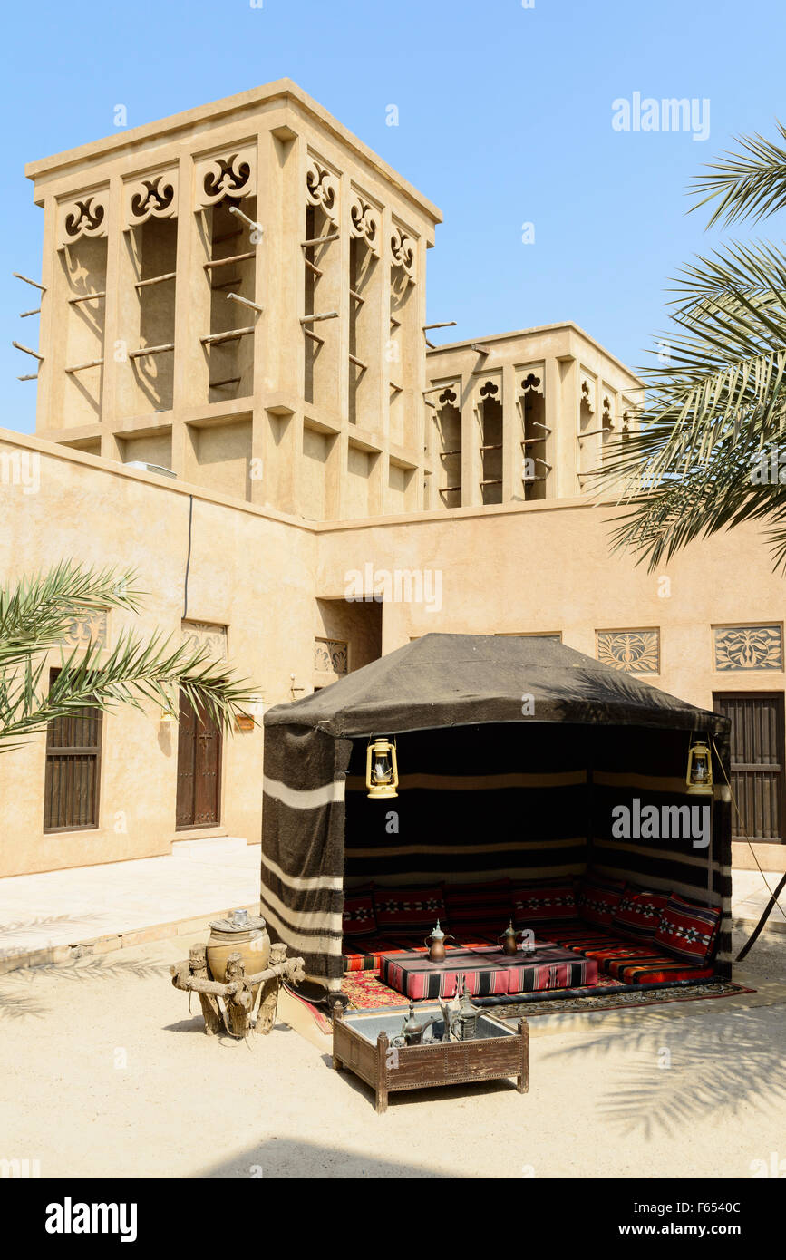 Cammello cortile del museo in area patrimonio al Shindagha,Dubai Emirati Arabi Uniti Foto Stock