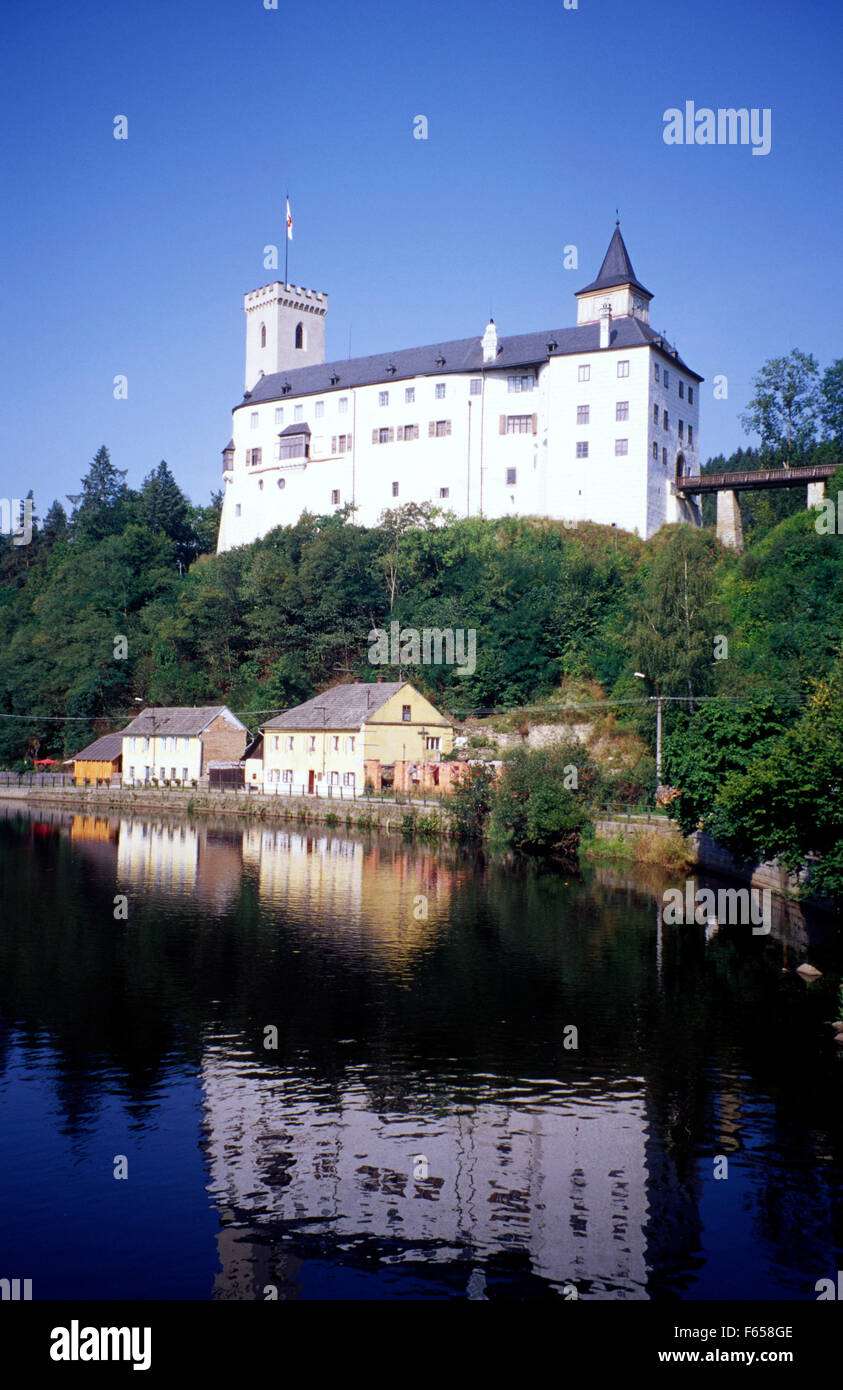 Il castello di Rozmberk, Rosenberg Castello, Repubblica Ceca Foto Stock