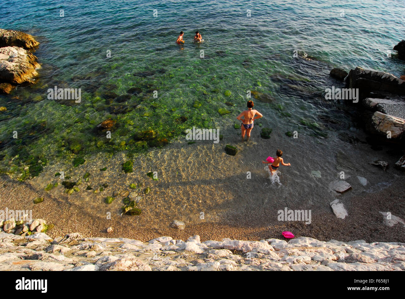 Novi Vinodolski, Croazia, spiaggia, estate, vacanze Foto Stock