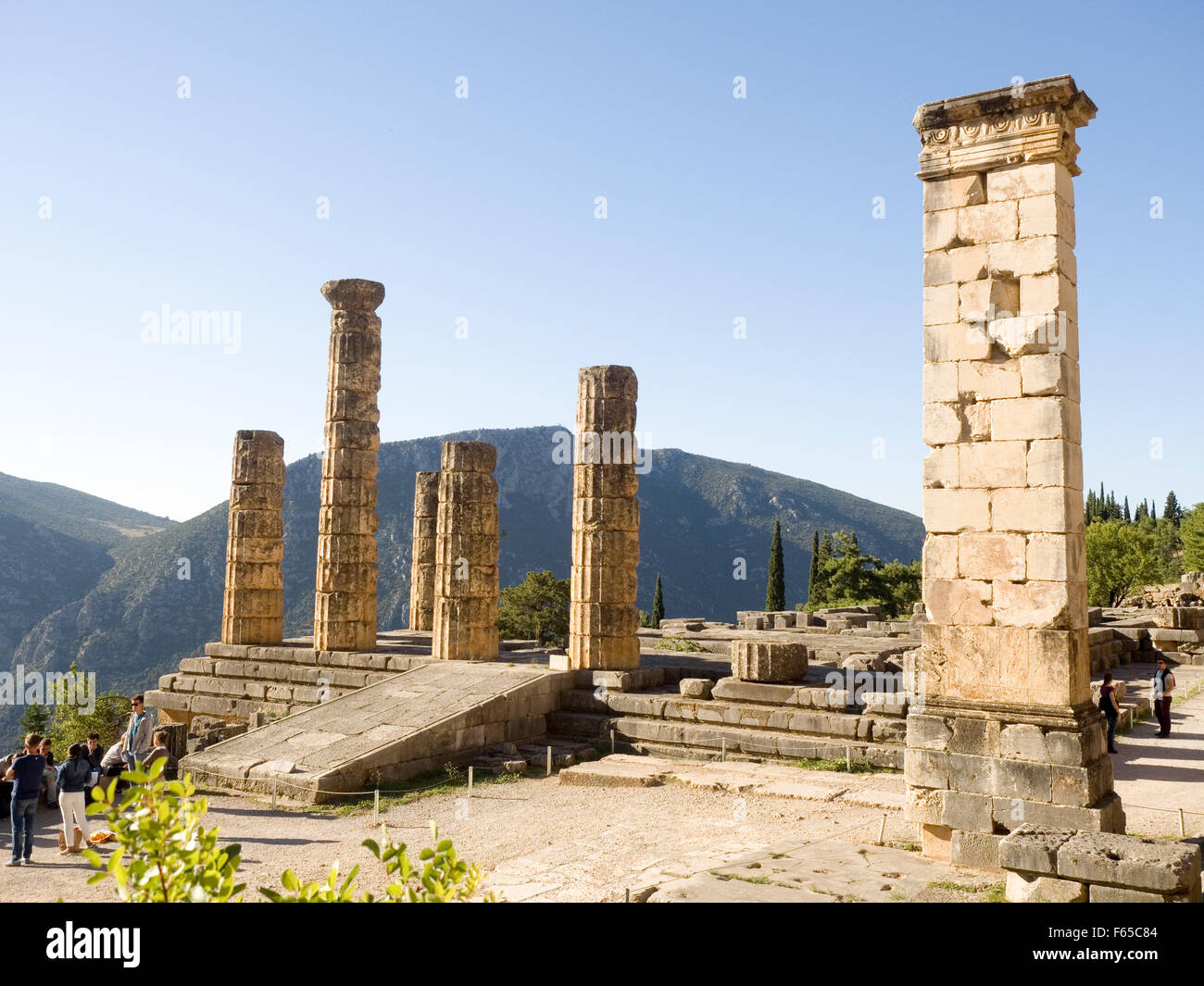 Tempio di Apollo st Delphi UNESCO World Heritage Site grecia Europa Foto Stock