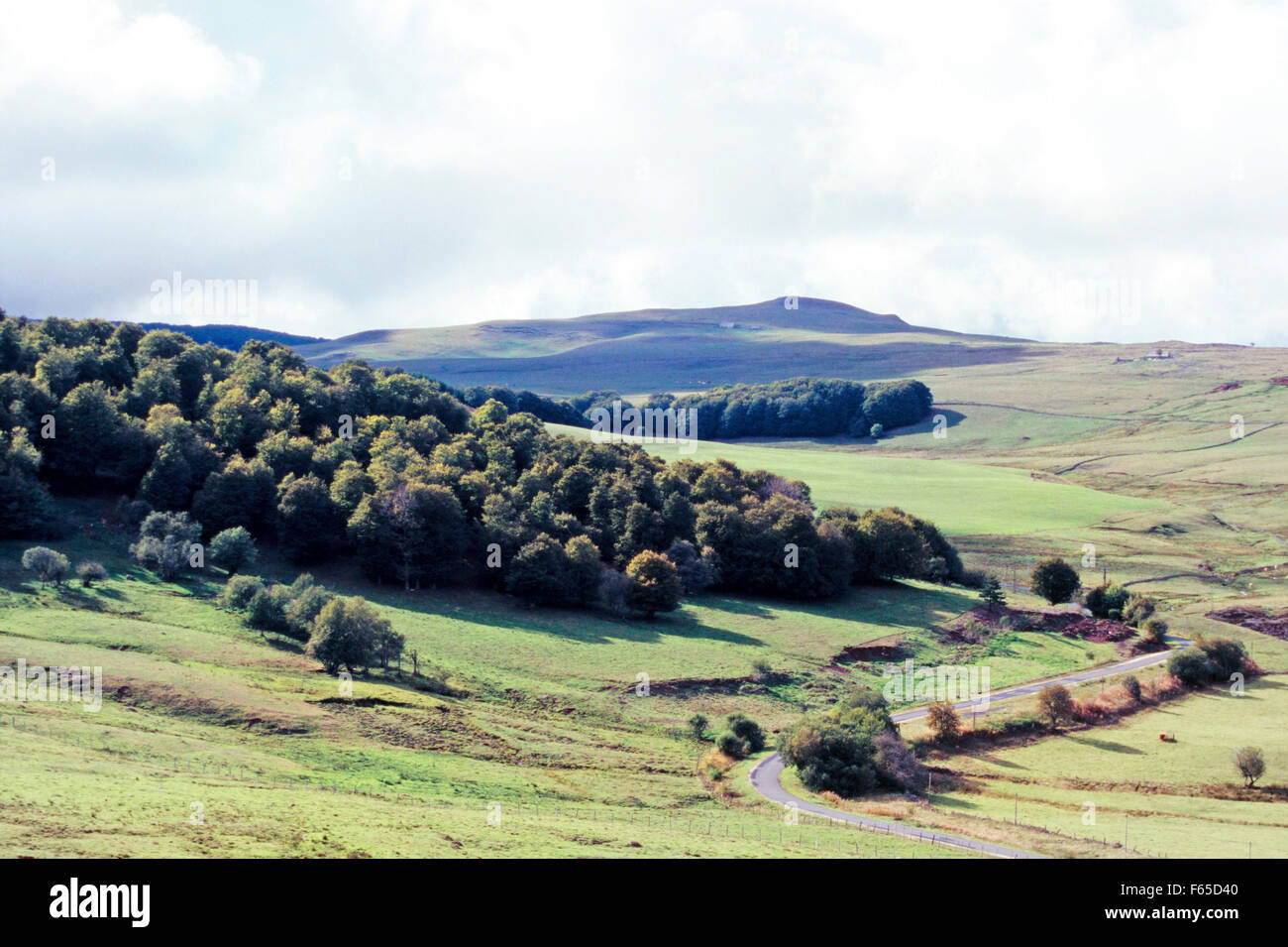 Viste di Aubrac altopiano in Auvergne, Francia Foto Stock