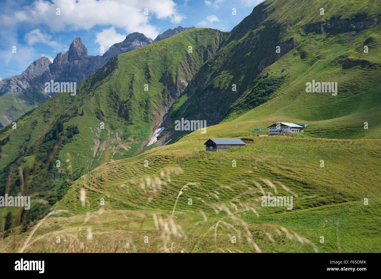 Vista del wellness Hotel Enzian baita in montagna, Immenstadt, Allgau, Germania Foto Stock