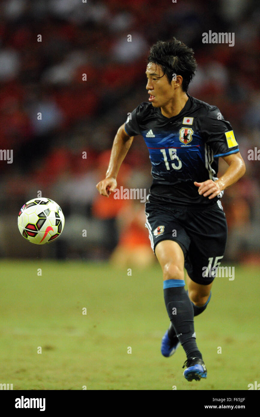 Singapore. Xii Nov, 2015. Il Giappone del Mu Kanazaki compete durante il 2018 Coppa del Mondo FIFA Group E Asia qualifier match tra Singapore e Giappone a Singapore National Stadium, nov. 12, 2015. Singapore ha perso 0-3. Credito: Quindi Chih Wey/Xinhua/Alamy Live News Foto Stock