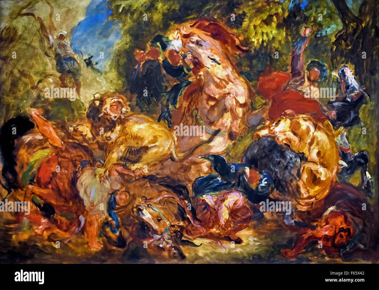 Chasse aux Lions (esquisse) - Lion Hunt (Sketch) 1854 Eugene Delacroix 1783-1863 Francia - Francese Foto Stock