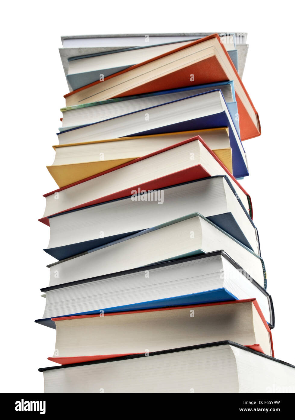 Una alta pila di libri come tagliare Foto Stock