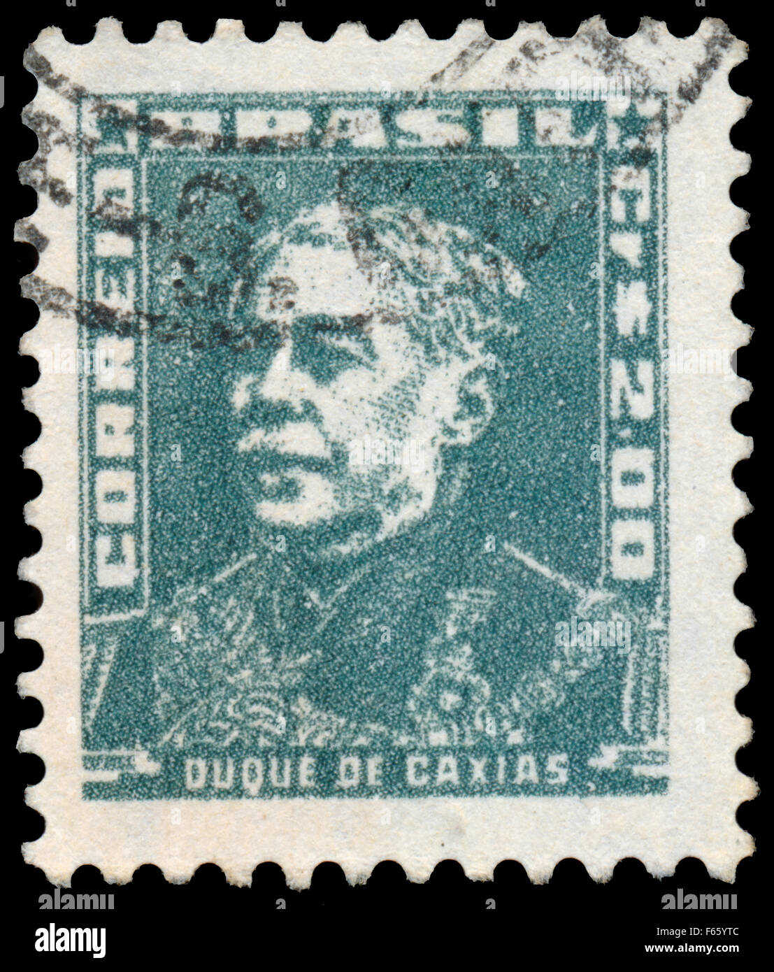 Brasile - circa 1955: timbro stampato in Brasile, mostra ritratto del Duca di Caxias, con la stessa iscrizione, circa 1955 Foto Stock