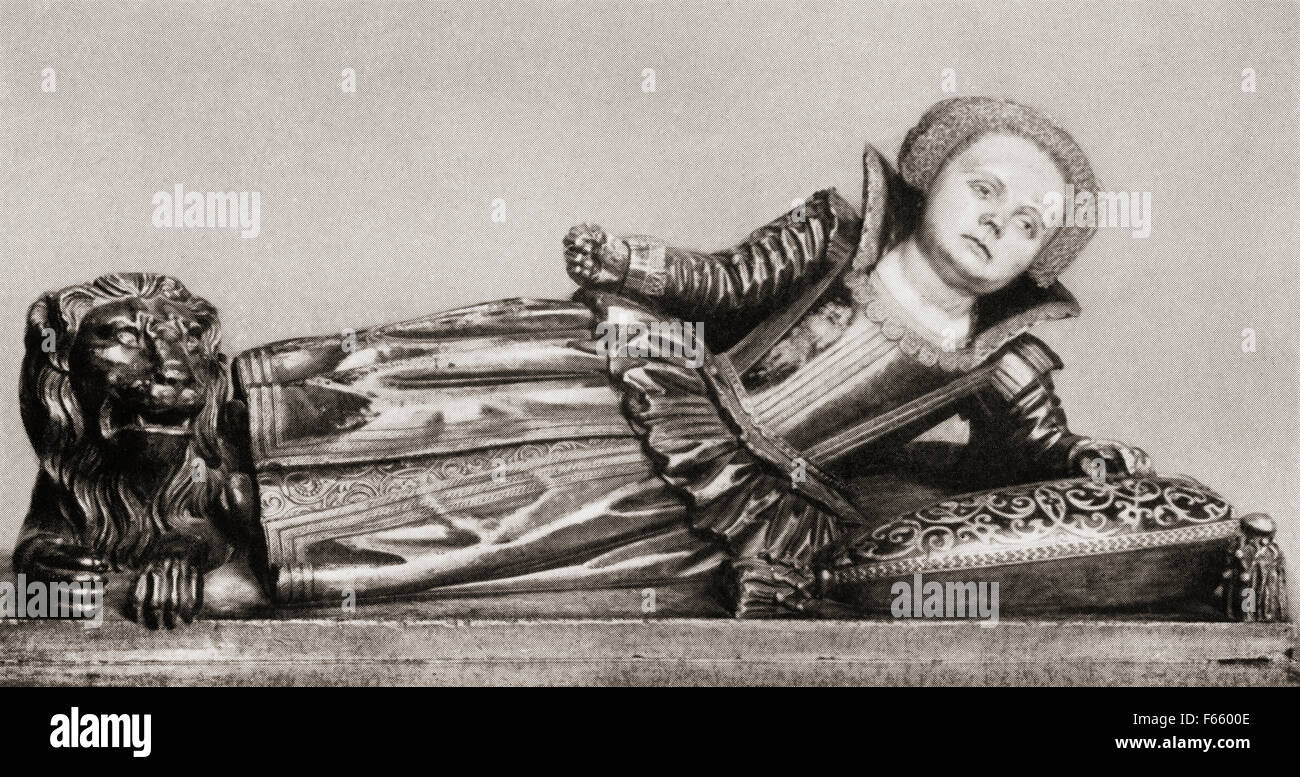 Maria di Inghilterra, Scozia e Irlanda, 1605 - 1607. Terza figlia e il sesto figlio di Giacomo VI e I di Inghilterra. Dalla sua tomba a Westminster Abbey. Foto Stock