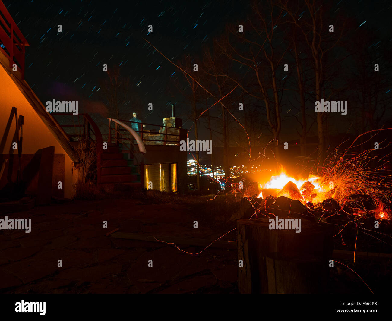 Star uomo dalla luce di fuoco Foto Stock