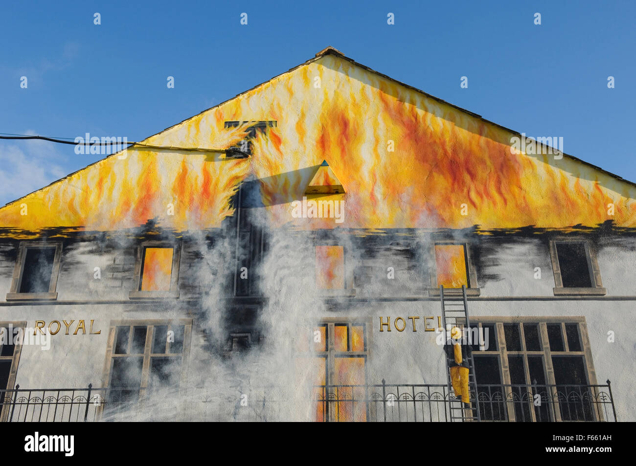 Murale dipinto sul muro di un edificio in Invergordon, Ross-shire, Scozia. Foto Stock