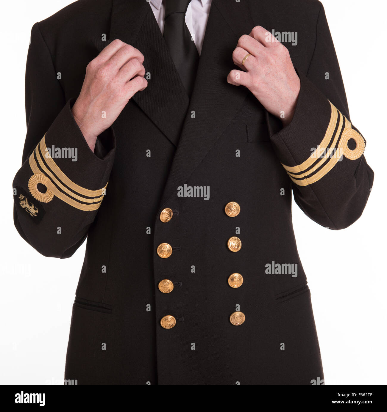 Femmina comandante Lt naval officer in uniforme Foto Stock