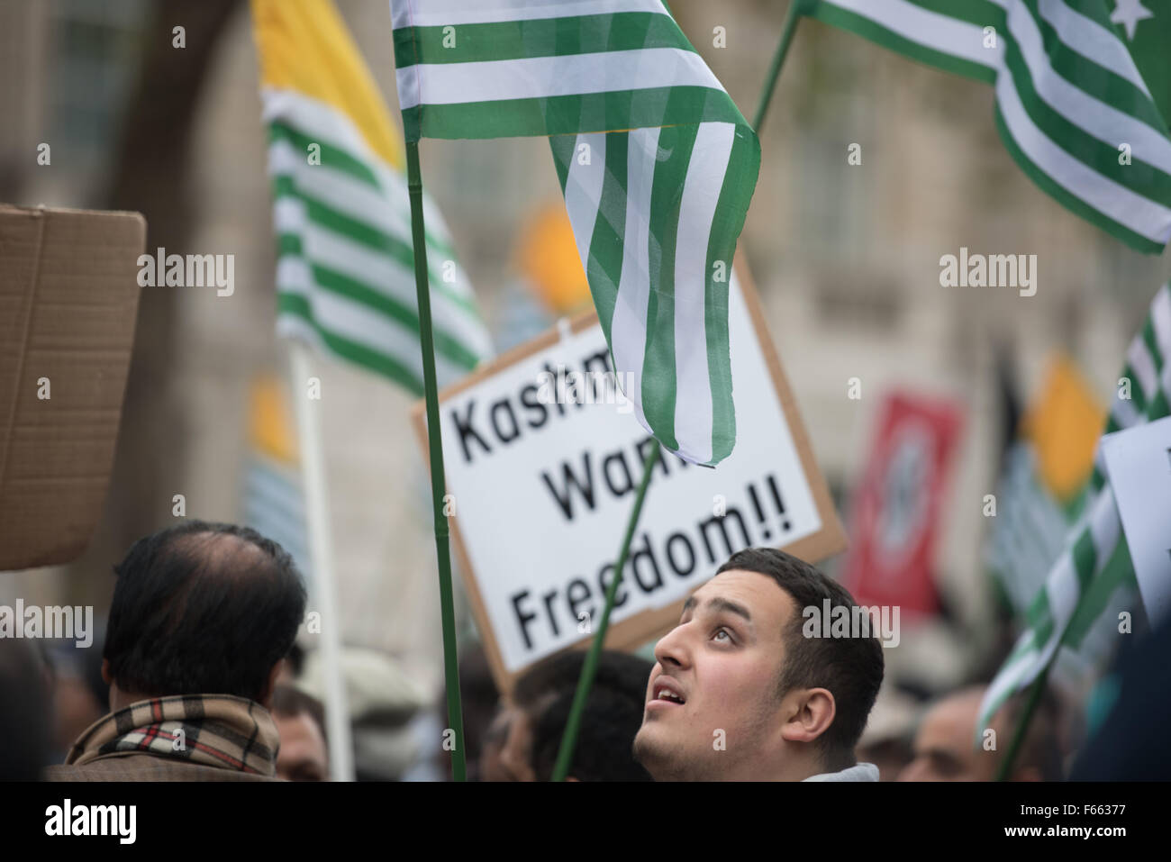 Londra, Regno Unito. 12 Novembre, 2015. Il Kashmir manifestanti dimostrare contro la visita di India PM Modi per la UK Credit: Ian Davidson/Alamy Live News Foto Stock