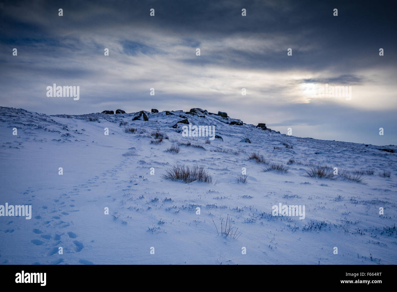 Derbyshire Peak District nella neve Foto Stock