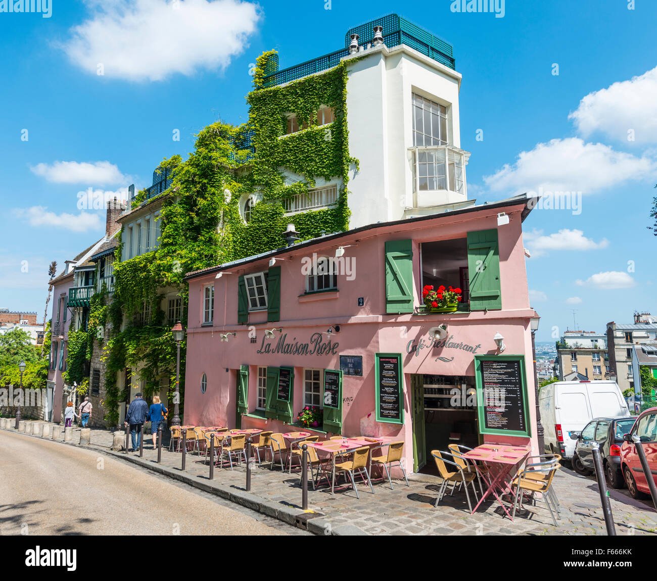 Ristorante La Maison Rose, Montmartre, Parigi, Ile-de-France, Francia Foto Stock