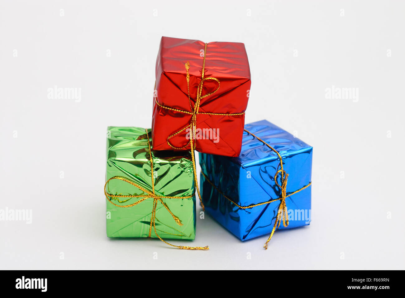 Colorato nuovo anno e regalo di Natale scatole Foto Stock
