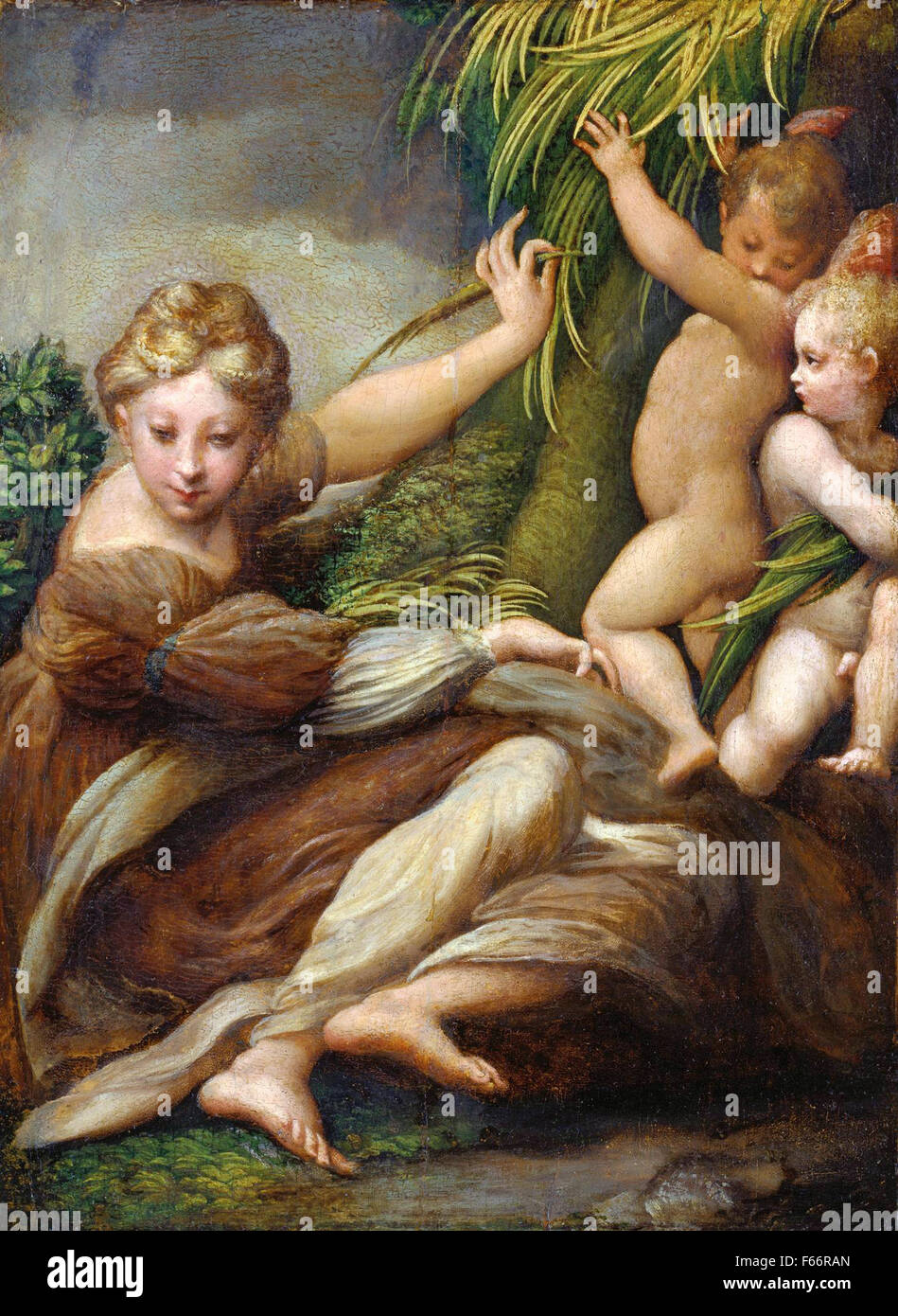 Parmigianino - Martire con due angeli Foto Stock