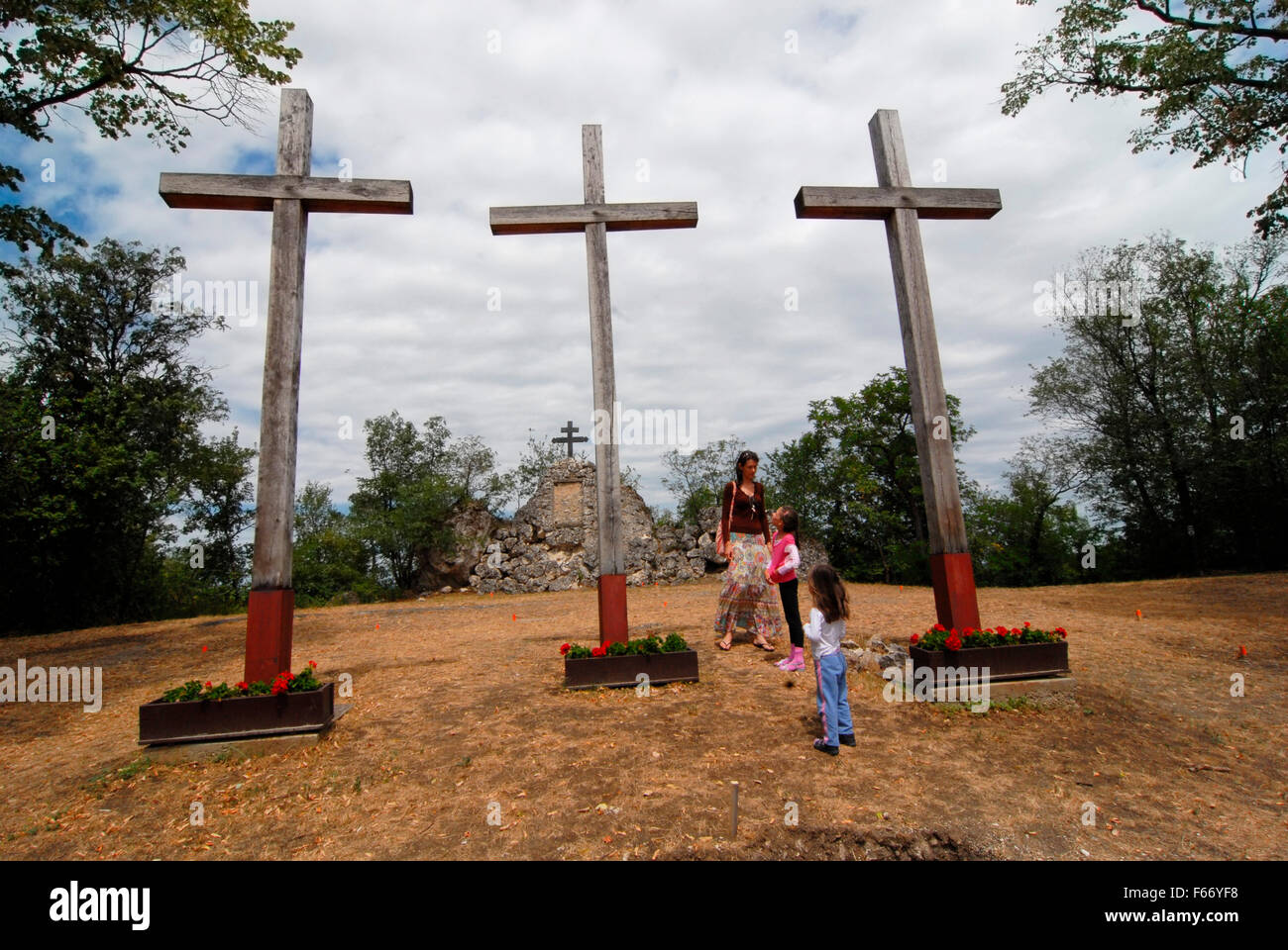 Tihany, Calvario collina Kálvária, Croce, Ungheria Foto Stock