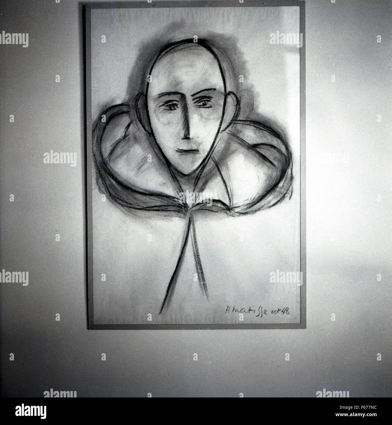 Anni Cinquanta storiche, disegno di artista francese Henric Matisse presso il Catholic Chapelle du Rosaire de Vence, Francia. Foto Stock