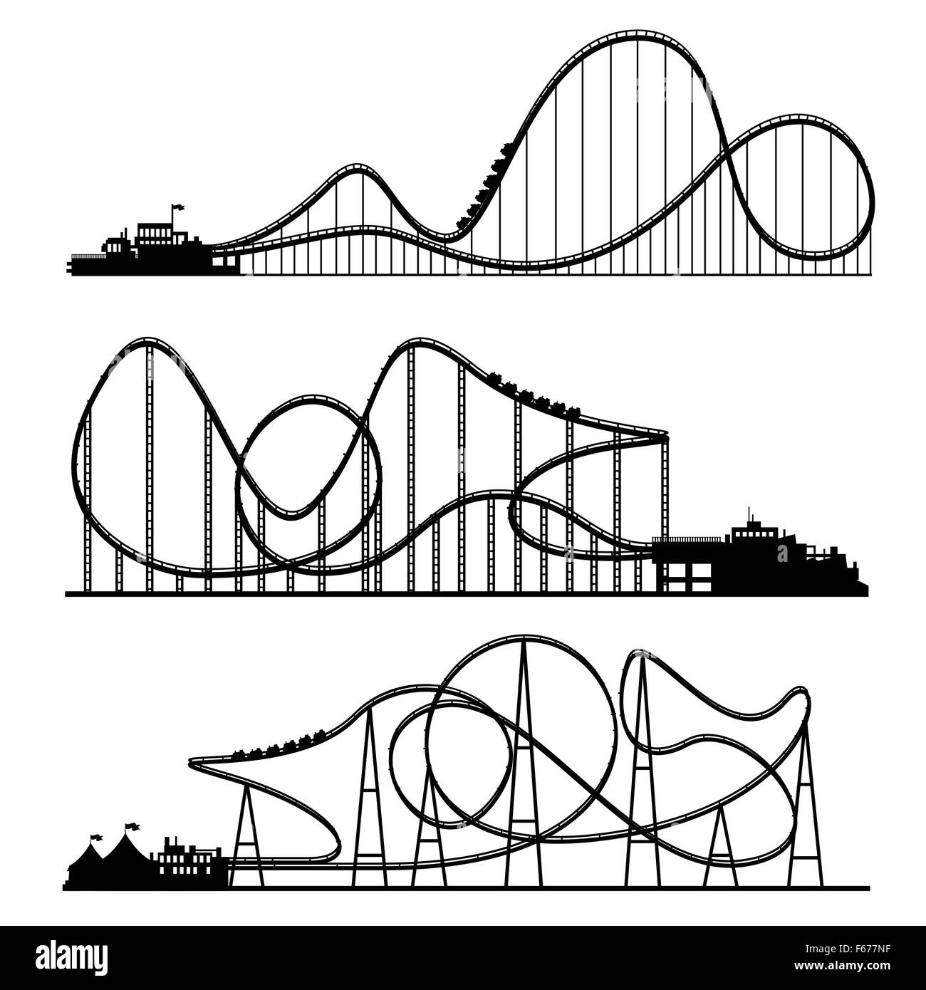 Illustrazione Vettoriale. Ruota panoramica Ferris. Il carnevale. Parco di divertimenti sfondo. Circus park. Roller Coaster. Illustrazione Vettoriale