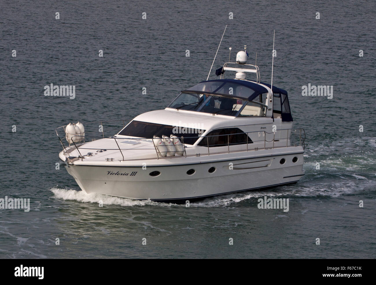 Imbarcazione a motore Victoria III sul Solent, Hampshire, Inghilterra Foto Stock