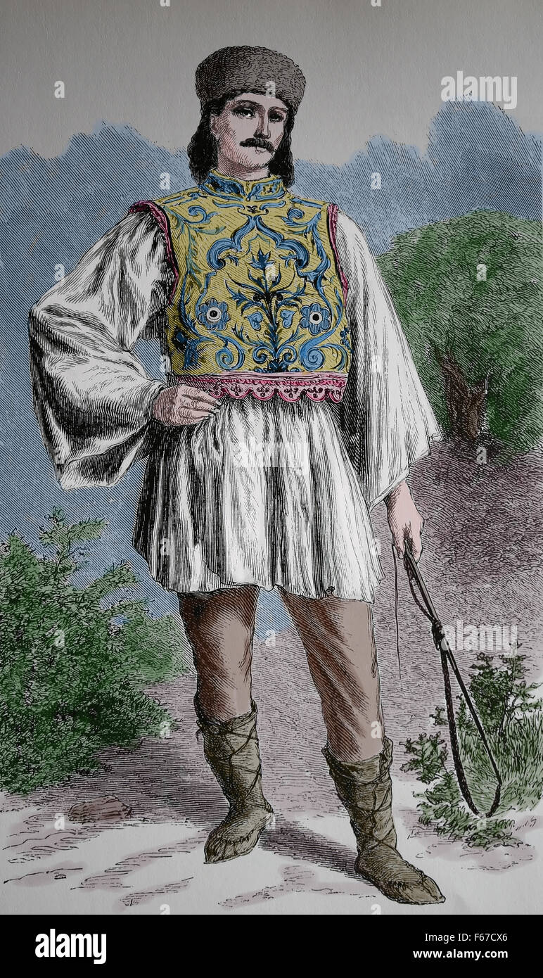 L'Europa. Il rumeno l'uomo. Incisione, 1860. Colore. Foto Stock