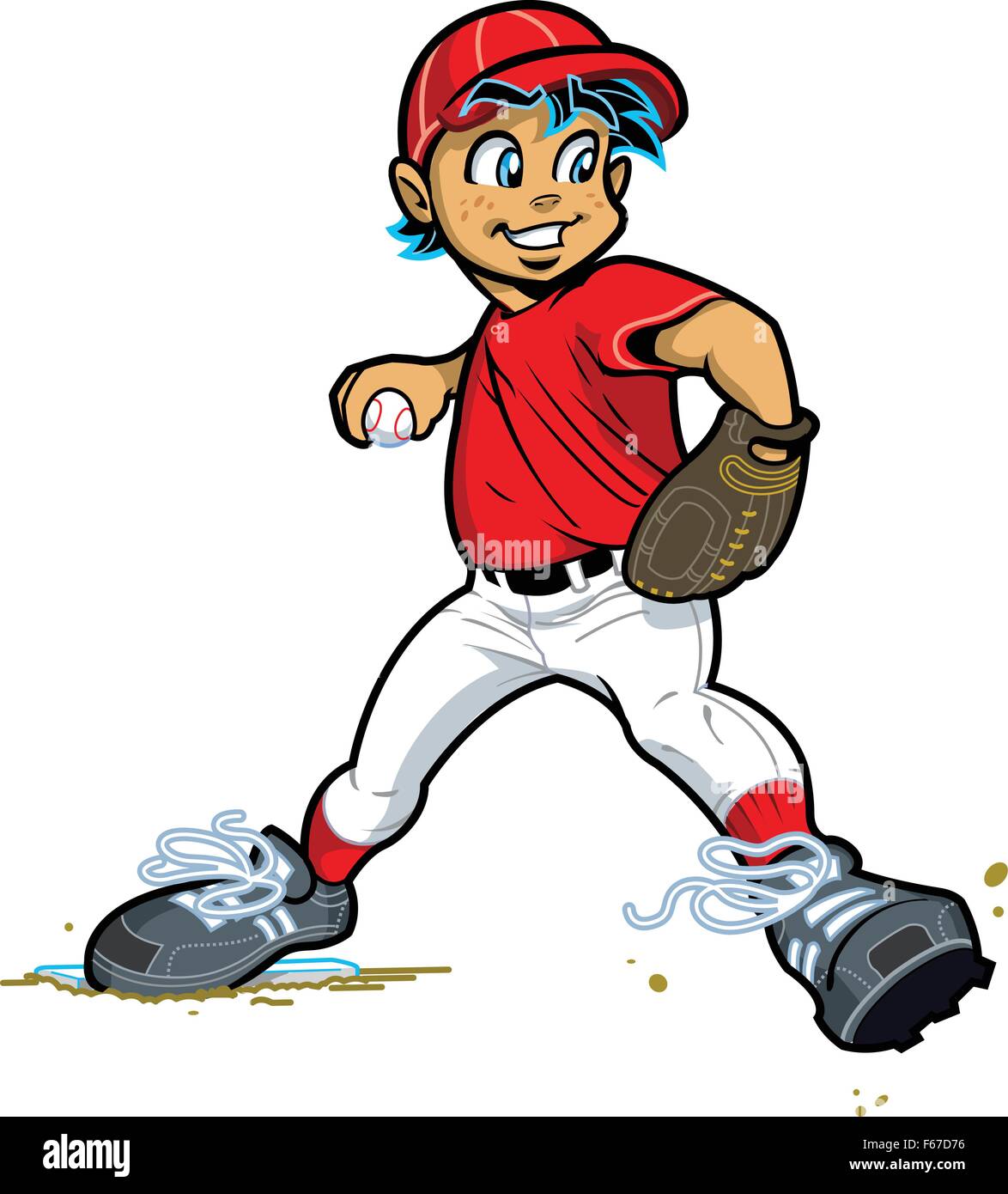 Ragazzo giovane brocca per il Baseball e Softball Illustrazione Vettoriale