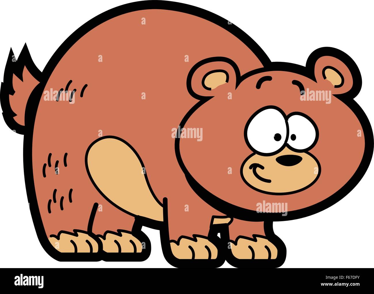 Sorridendo felice Brown Cartoon Orso grizzly Illustrazione Vettoriale