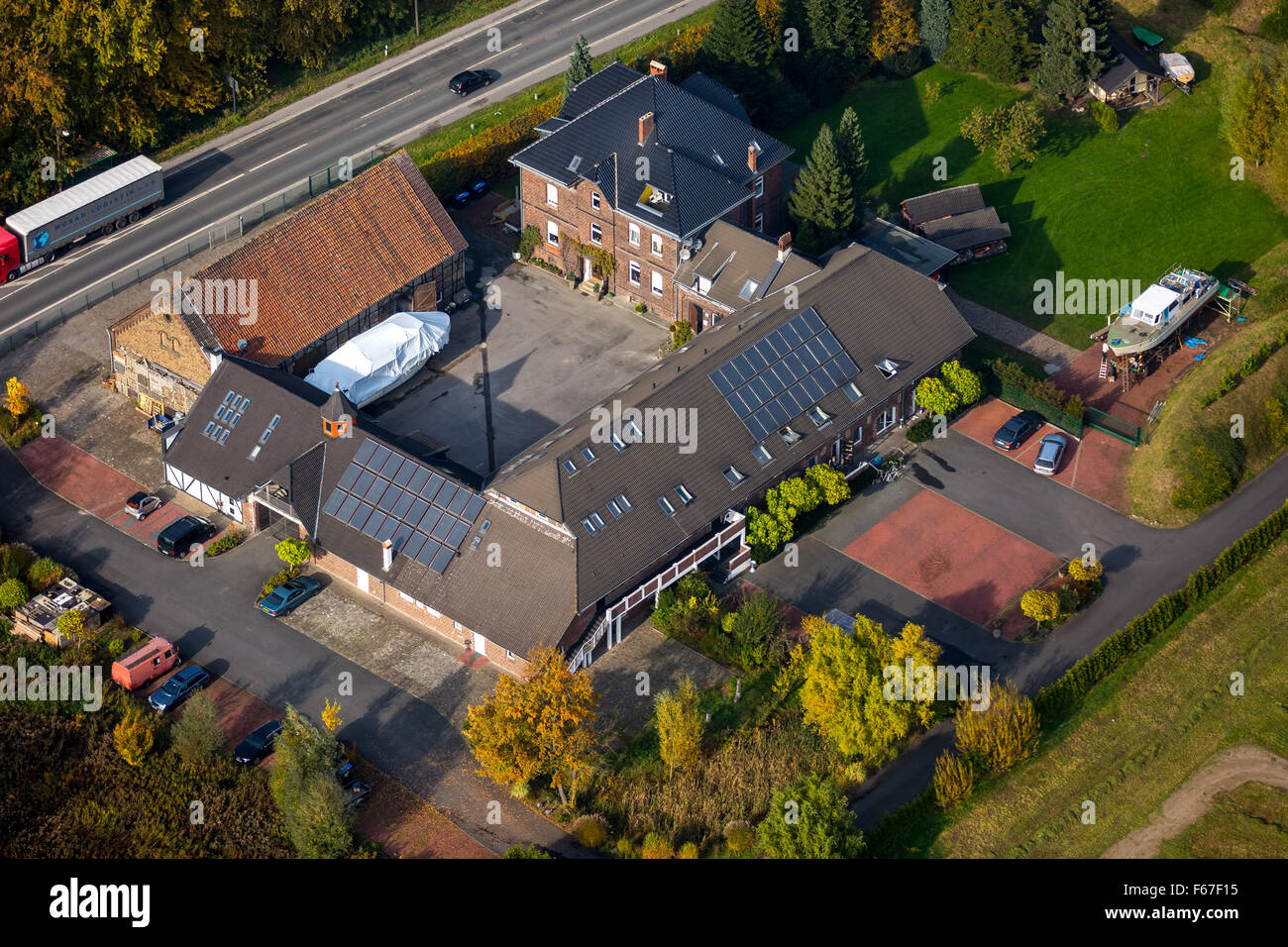 Sistemazione dei rifugiati Zollstraße, rifugiati, richiedenti asilo alloggio, Hamm, Renania settentrionale-Vestfalia, Germania, Europa, antenna Foto Stock