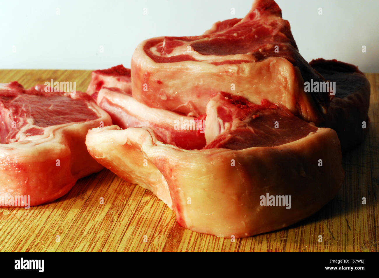 Carne,lam chop,trita,gara,succosa,grigliate,pan fritto, macellaio Foto Stock
