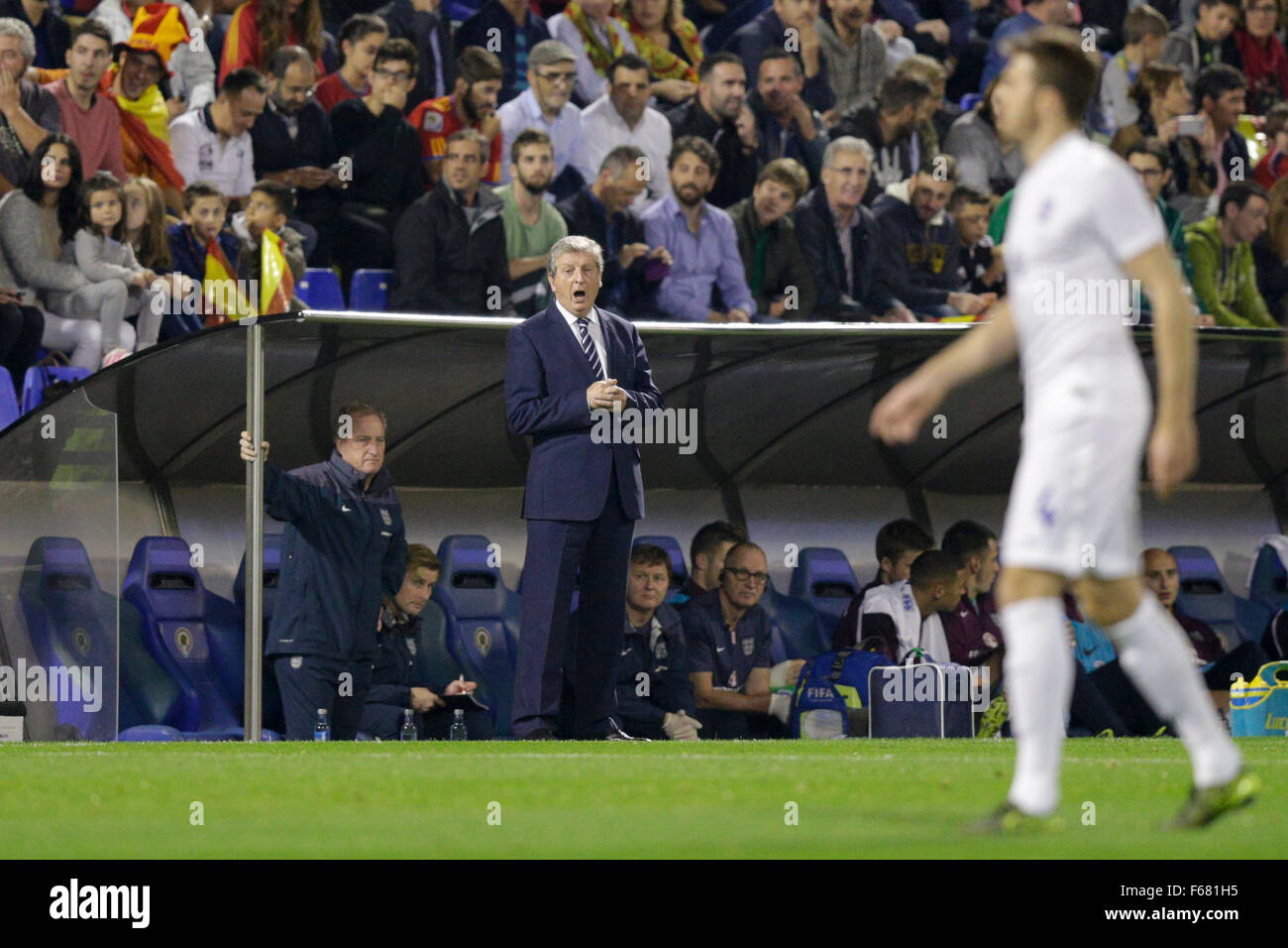 Estadio Jose Rico Perez, Alicante, Spagna. Xiii Nov, 2015. Amichevole internazionale. Spagna contro l'Inghilterra. L'Inghilterra del Manager Roy Hodgson guarda sul credito: Azione Plus sport/Alamy Live News Foto Stock