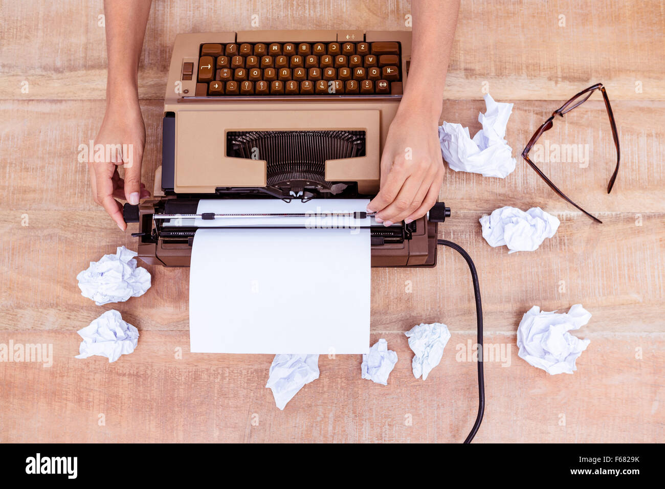 Al di sopra di vista della vecchia macchina da scrivere Foto Stock