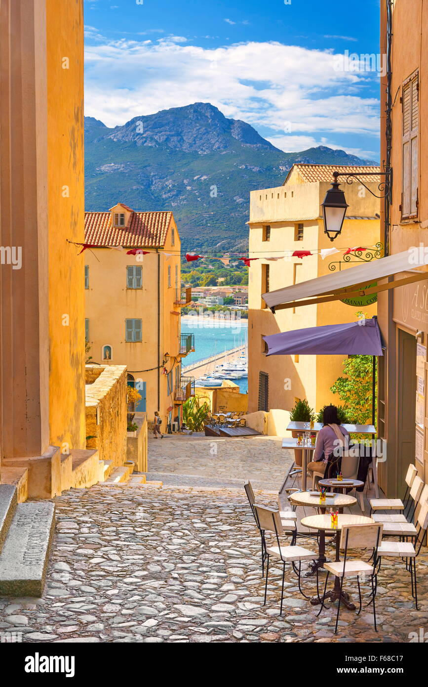 Corsica - Città Vecchia Calvi Balagne Costa Ovest, Francia Foto Stock