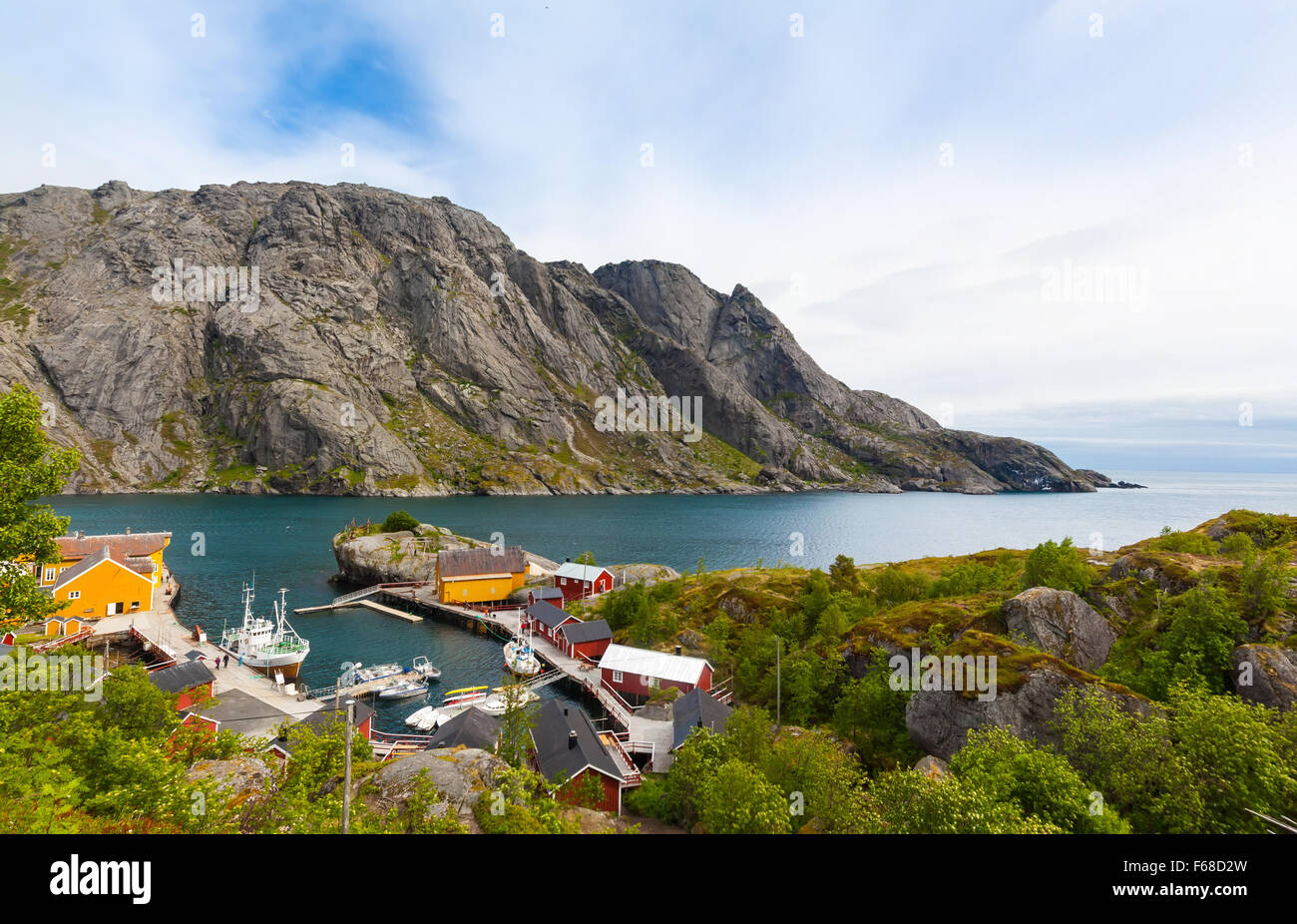 In diurna Nusfjord, Isole Lofoten in Norvegia Foto Stock